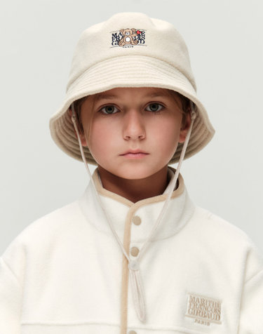 마리떼 키즈 KIDS BEAR CLASSIC LOGO FLEECE BUCKET HAT beige