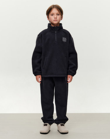 마리떼 키즈 KIDS HALF ZIP-UP FLEECE SET-UP navy