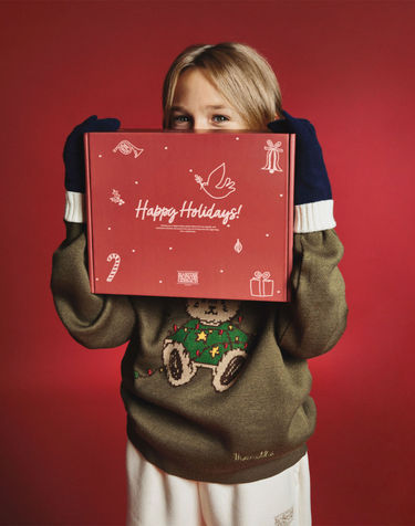 [선물포장] 마리떼 키즈 KIDS HOLIDAY SWEATER & GLOVE GIFT SET khaki