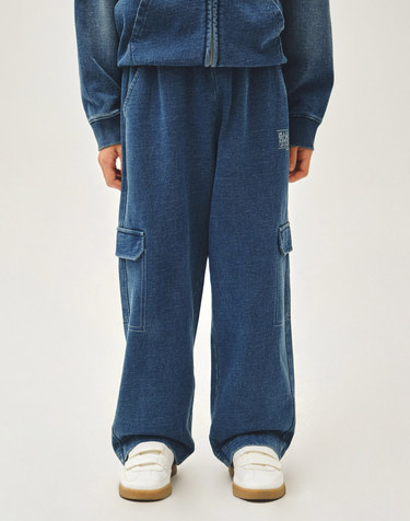 마리떼 키즈 KIDS DOODLE CLASSIC LOGO CARGO SWEAT PANTS blue