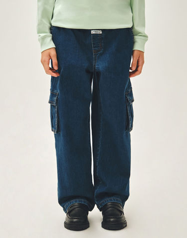 마리떼 키즈 KIDS STRAIGHT CARGO DENIM PANTS blue