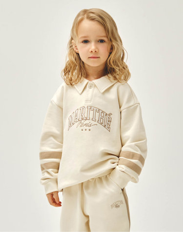 마리떼 키즈 KIDS STRIPE POINT COLLAR SWEATSHIRT ivory