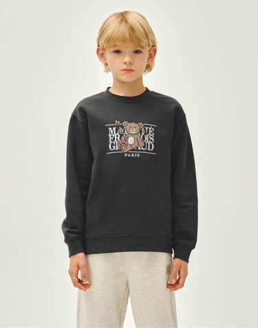 마리떼 키즈 KIDS FLOWER BEAR CLASSIC LOGO REGEN SWEATSHIRT charcoal