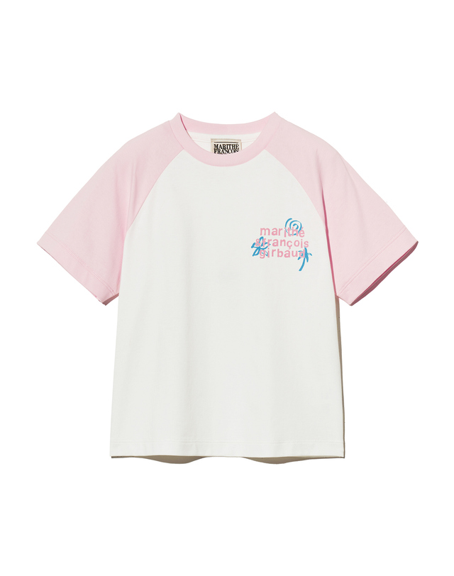 마리떼 키즈 마리떼 키즈 KIDS OVER FIT RAGLAN LOGO TEE pink 착용컷