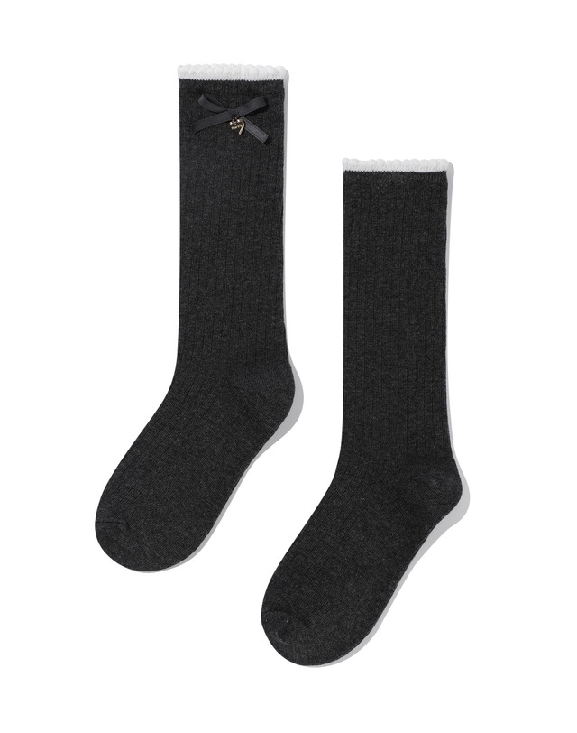 마리떼 키즈 마리떼 키즈 KIDS W SCALLOP KNEE SOCKS charcoal 착용컷