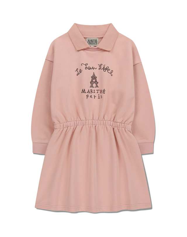 마리떼 키즈 마리떼 키즈 KIDS W COLLAR SWEATSHIRT DRESS pink 착용컷