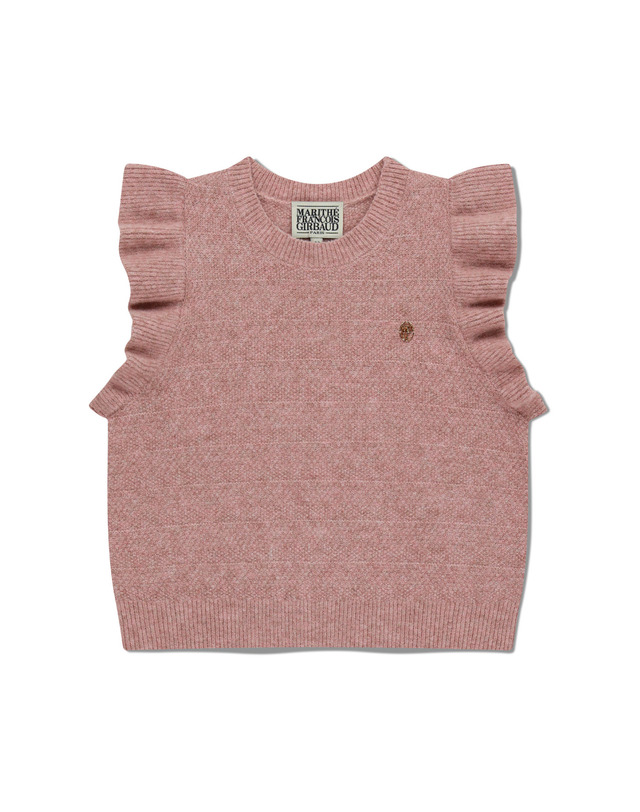 마리떼 키즈 마리떼 키즈 KIDS W RUFFLE KNIT VEST gray pink 착용컷