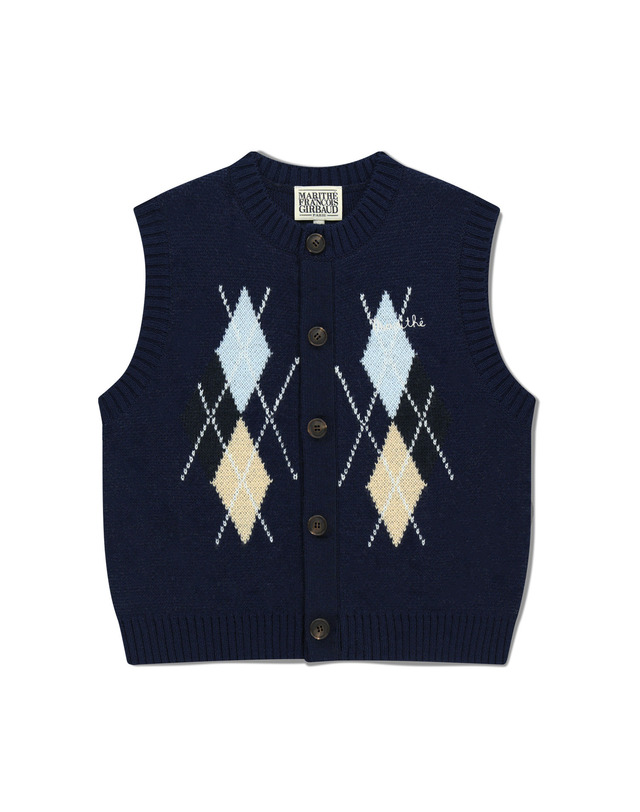 마리떼 키즈 마리떼 키즈 KIDS ARGYLE KNIT VEST navy 착용컷