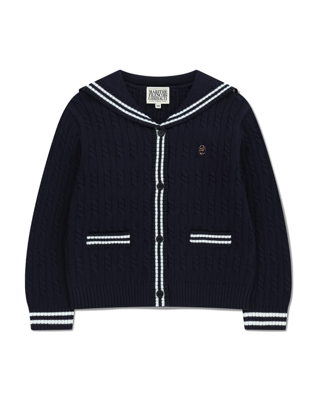 마리떼 키즈 마리떼 키즈 KIDS W CABLE SAILOR CARDIGAN navy 착용컷