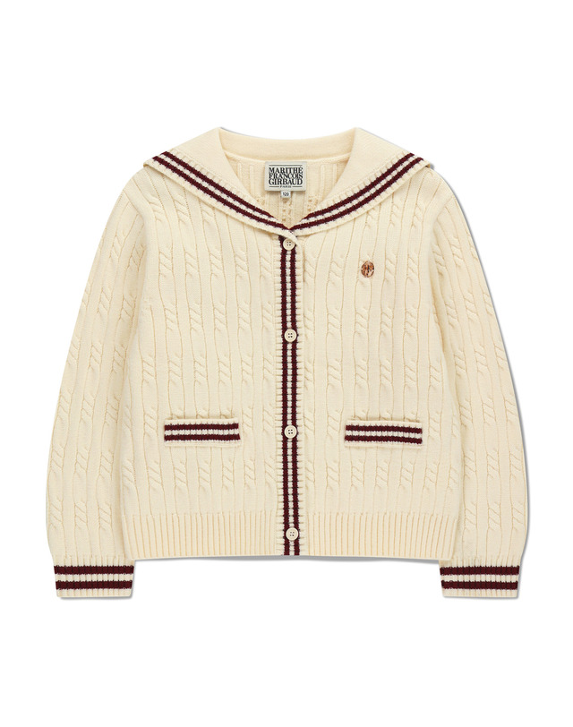 마리떼 키즈 마리떼 키즈 KIDS W CABLE SAILOR CARDIGAN light beige 착용컷