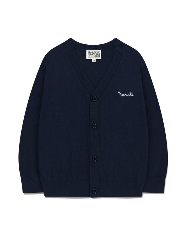 마리떼 키즈 마리떼 키즈 KIDS BASIC V-NECK CARDIGAN navy 착용컷