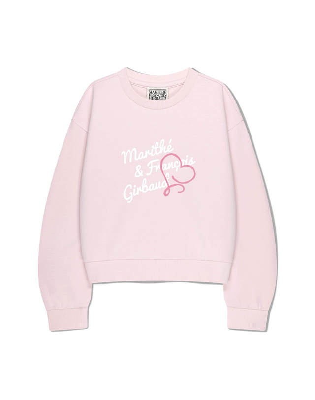 마리떼 키즈 마리떼 키즈 KIDS W HAND WRITING LOGO CROP SWEATSHIRT light pink 착용컷