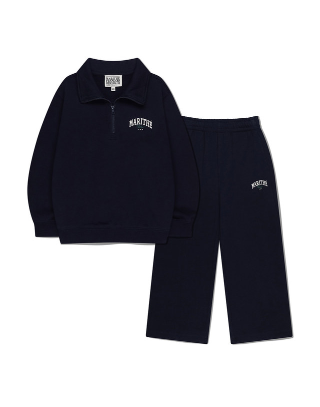 마리떼 키즈 마리떼 키즈 KIDS HALF ZIP-UP SWEAT SET-UP navy 착용컷