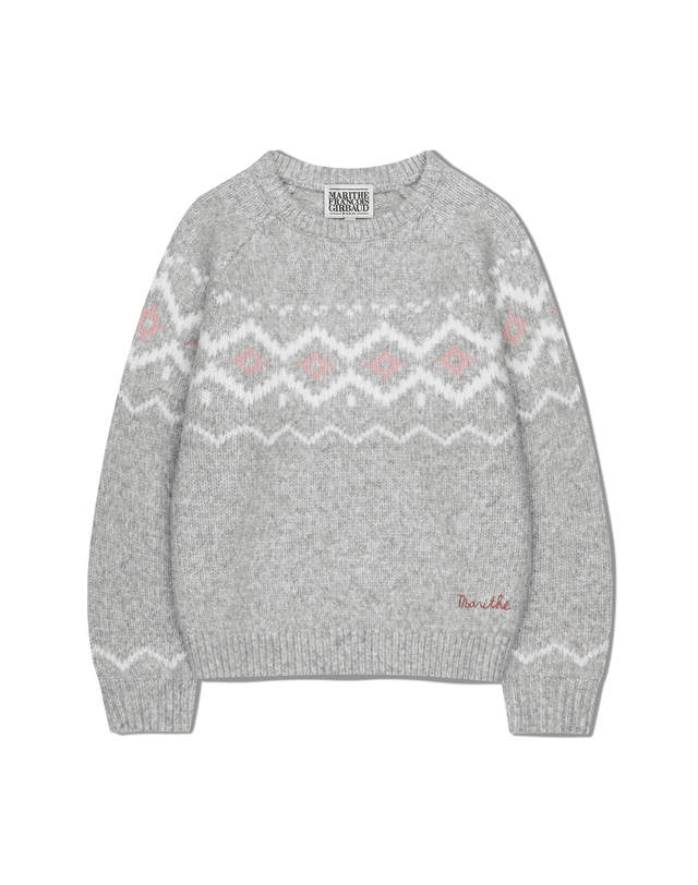 마리떼 키즈 마리떼 키즈 KIDS NORDIC KNIT PULLOVER heather gray 착용컷