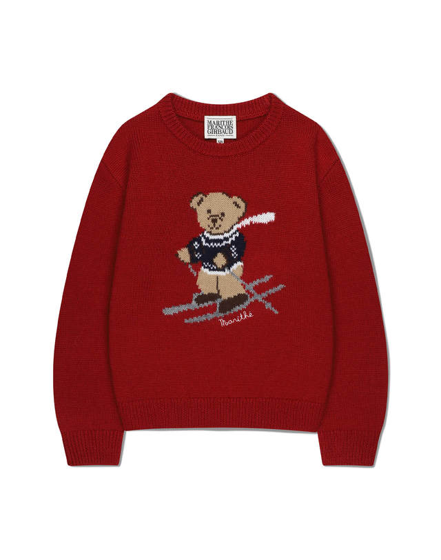 마리떼 키즈 마리떼 키즈 KIDS SKI BEAR KNIT PULLOVER red 착용컷