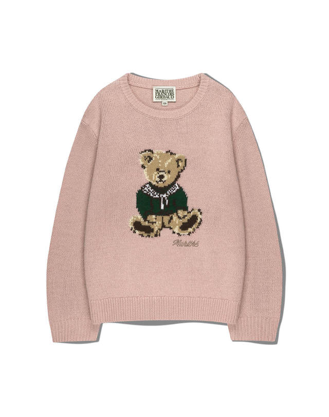 마리떼 키즈 마리떼 키즈 KIDS BEAR JACQUARD KNIT PULLOVER pink 착용컷