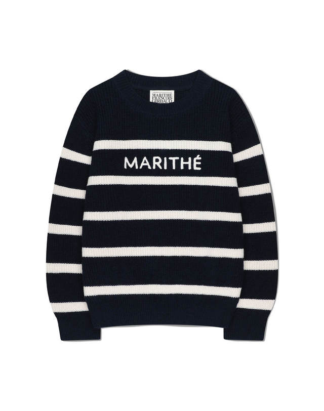 마리떼 키즈 마리떼 키즈 KIDS STRIPE KNIT PULLOVER navy 착용컷