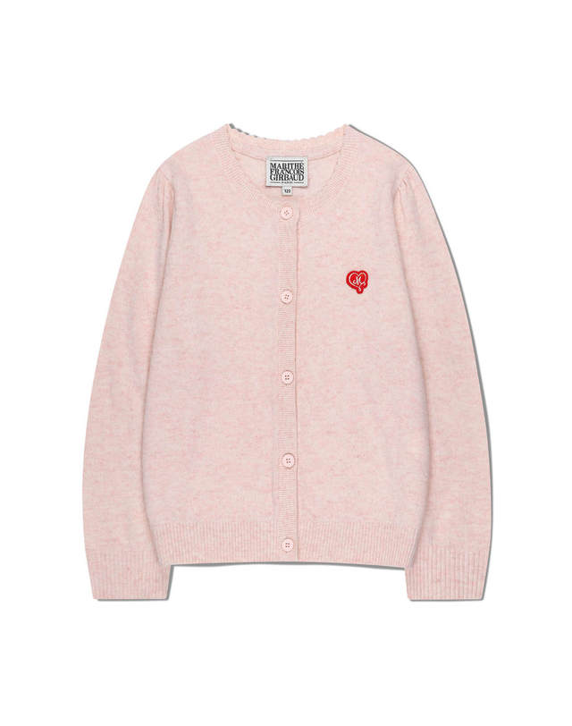 마리떼 키즈 마리떼 키즈 KIDS W SCALLOP NECK CARDIGAN light pink 착용컷