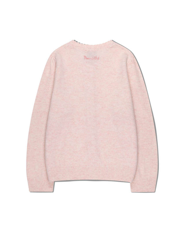 마리떼 키즈 마리떼 키즈 KIDS W SCALLOP NECK CARDIGAN light pink 착용컷