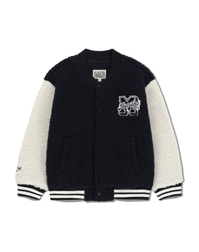 마리떼 키즈 마리떼 키즈 KIDS UNI FLEECE VARSITY JACKET ivory 착용컷