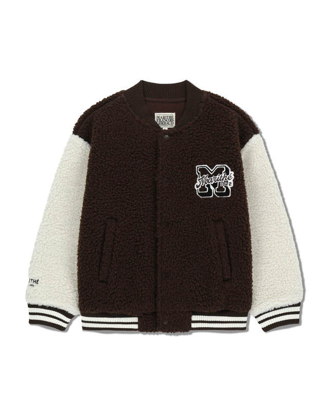 마리떼 키즈 마리떼 키즈 KIDS UNI FLEECE VARSITY JACKET brown 착용컷