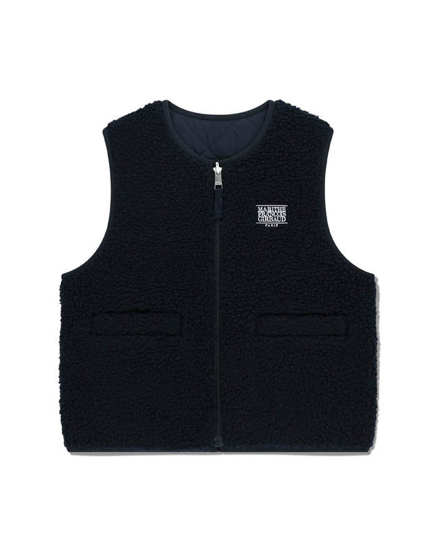 마리떼 키즈 마리떼 키즈 KIDS CLASSIC LOGO REVERSIBLE FLEECE VEST dark navy 착용컷