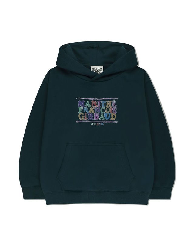 마리떼 키즈 [기모] 마리떼 키즈 KIDS DOODLE CLASSIC LOGO HOODIE (BRUSHED) dark green 착용컷