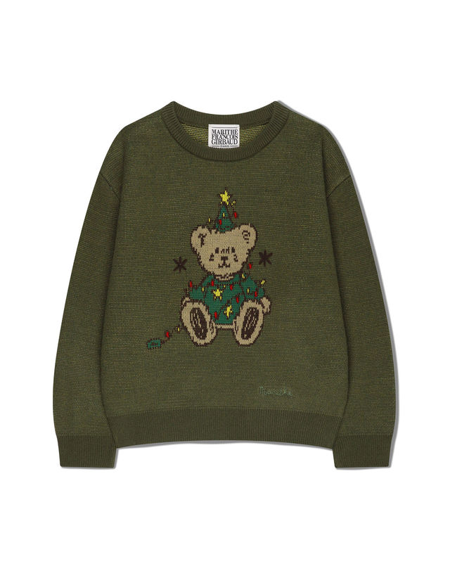 마리떼 키즈 마리떼 키즈 KIDS HOLIDAY BEAR KNIT PULLOVER khaki 착용컷