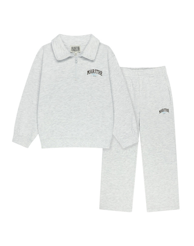 마리떼 키즈 마리떼 키즈 KIDS HALF ZIPUP SWEAT SET-UP light heather gray 착용컷