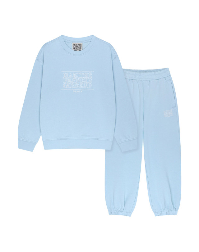 마리떼 키즈 마리떼 키즈 KIDS DOODLE CLASSIC LOGO JOGGER SET-UP light blue 착용컷