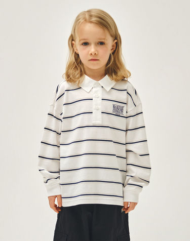 마리떼 키즈 KIDS COLLAR STRIPE LONG SLEEVE TEE ivory
