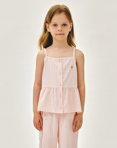 마리떼 키즈 KIDS W CHECK SLEEVELESS BLOUSE pink