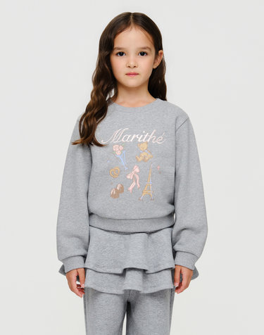 마리떼 키즈 KIDS W GRAPHIC SEMI CROP SWEATSHIRT heather gray