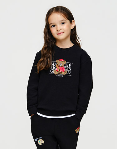 마리떼 키즈 KIDS BREAD BEAR CLASSIC LOGO SWEATSHIRT black