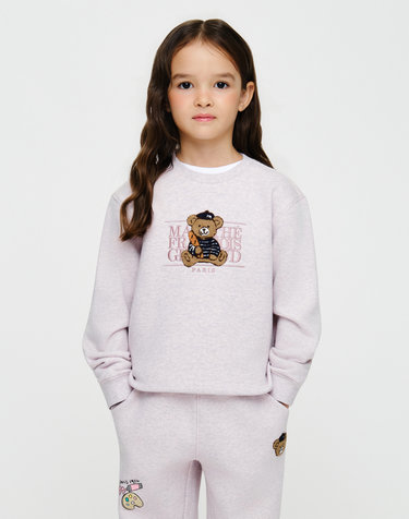 마리떼 키즈 KIDS BREAD BEAR CLASSIC LOGO SWEATSHIRT baby pink