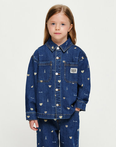 마리떼 키즈 KIDS PRINTED DENIM JACKET dark blue