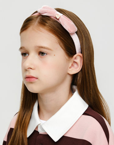 마리떼 키즈 KIDS VELVET RIBBON HAIR BAND pink