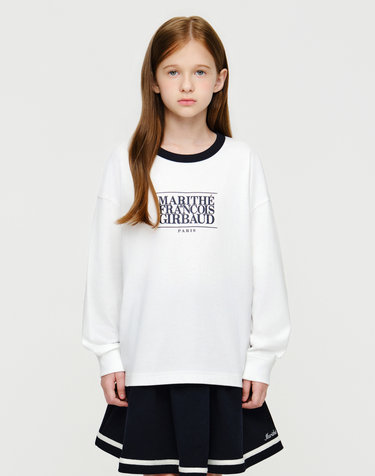 마리떼 키즈 KIDS CLASSIC LOGO LONG SLEEVE RINGER TEE white