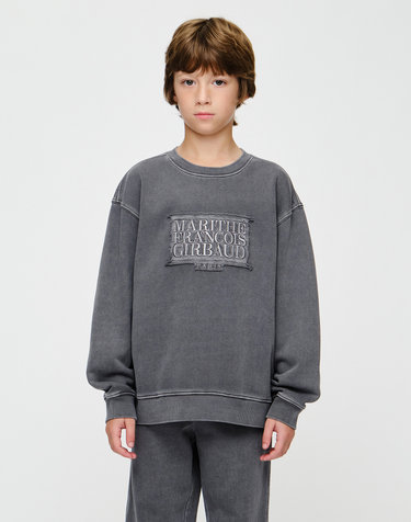 마리떼 키즈 KIDS CLASSIC LOGO APPLIQUE DYEING SWEATSHIRT charcoal