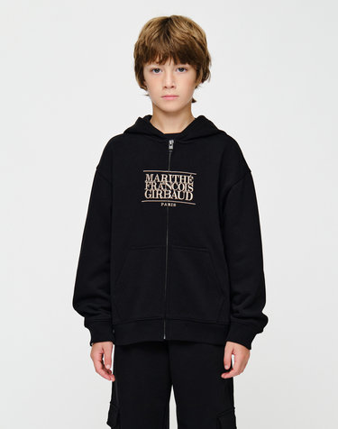 마리떼 키즈 KIDS CLASSIC LOGO EMBROIDERY HOODIE ZIP-UP black