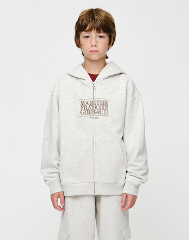 마리떼 키즈 KIDS CLASSIC LOGO EMBROIDERY HOODIE ZIP-UP oatmeal