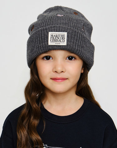 마리떼 키즈 KIDS MICRO CLASSIC LOGO EMBROIDERY BEANIE heather charcoal
