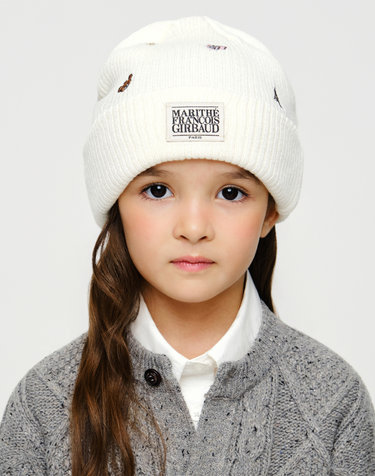 마리떼 키즈 KIDS MICRO CLASSIC LOGO EMBROIDERY BEANIE ivory