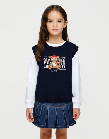 마리떼 키즈 KIDS BEAR CLASSIC LOGO KNIT VEST navy
