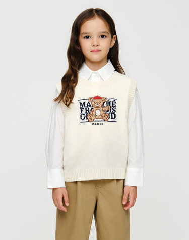 마리떼 키즈 KIDS BEAR CLASSIC LOGO KNIT VEST cream