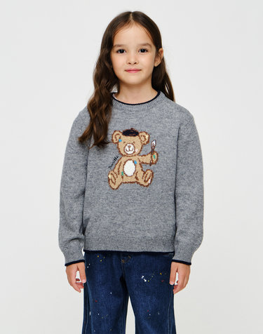 마리떼 키즈 KIDS BEAR KNIT PULLOVER heather gray