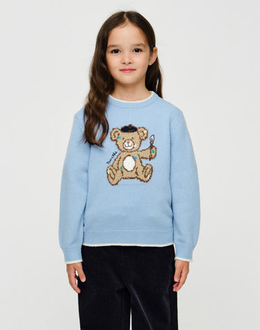 마리떼 키즈 KIDS BEAR KNIT PULLOVER light blue