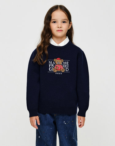 마리떼 키즈 KIDS BEAR CLASSIC LOGO KNIT PULLOVER navy