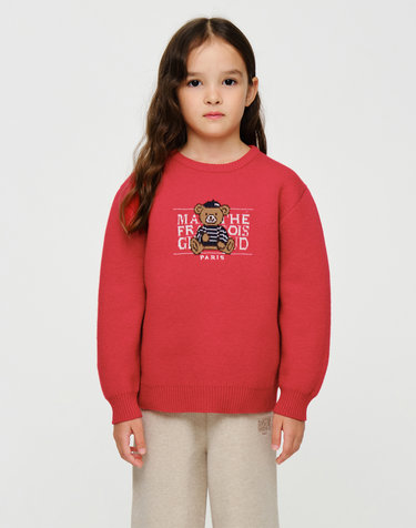 마리떼 키즈 KIDS BEAR CLASSIC LOGO KNIT PULLOVER red