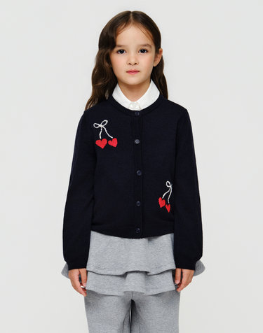 마리떼 키즈 KIDS W GRAPHIC KNIT CARDIGAN navy